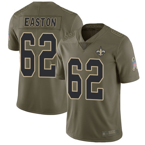 Men New Orleans Saints Limited Olive Nick Easton Jersey NFL Football #62 2017 Salute to Service Jersey->nfl t-shirts->Sports Accessory